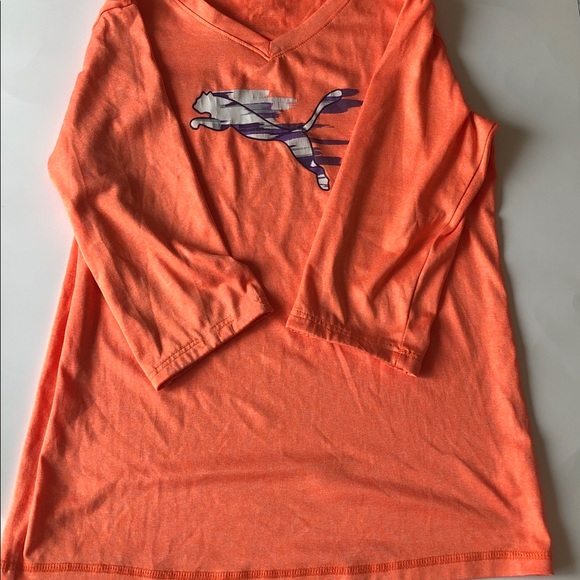 Puma Kids 12-13Y Orange Athletic Long-Sleeve Shirt - Picture 3 of 5